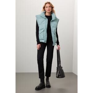 OOF Blue Sleeveless Collared Puffer Vest Size 2